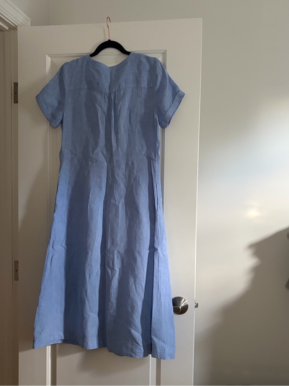 Talbots 100% Linen Light Blue Button-Down Midi Dress - Picture 4 of 4